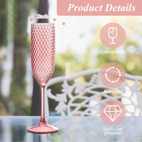 SKLENICE pink diamond-detail plastic champagne flutes add sparkle to birthday celebrations.