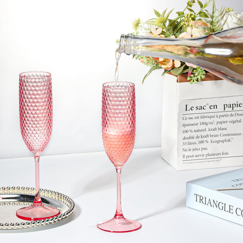 SKLENICE pink stackable cups save space in storage and transport.