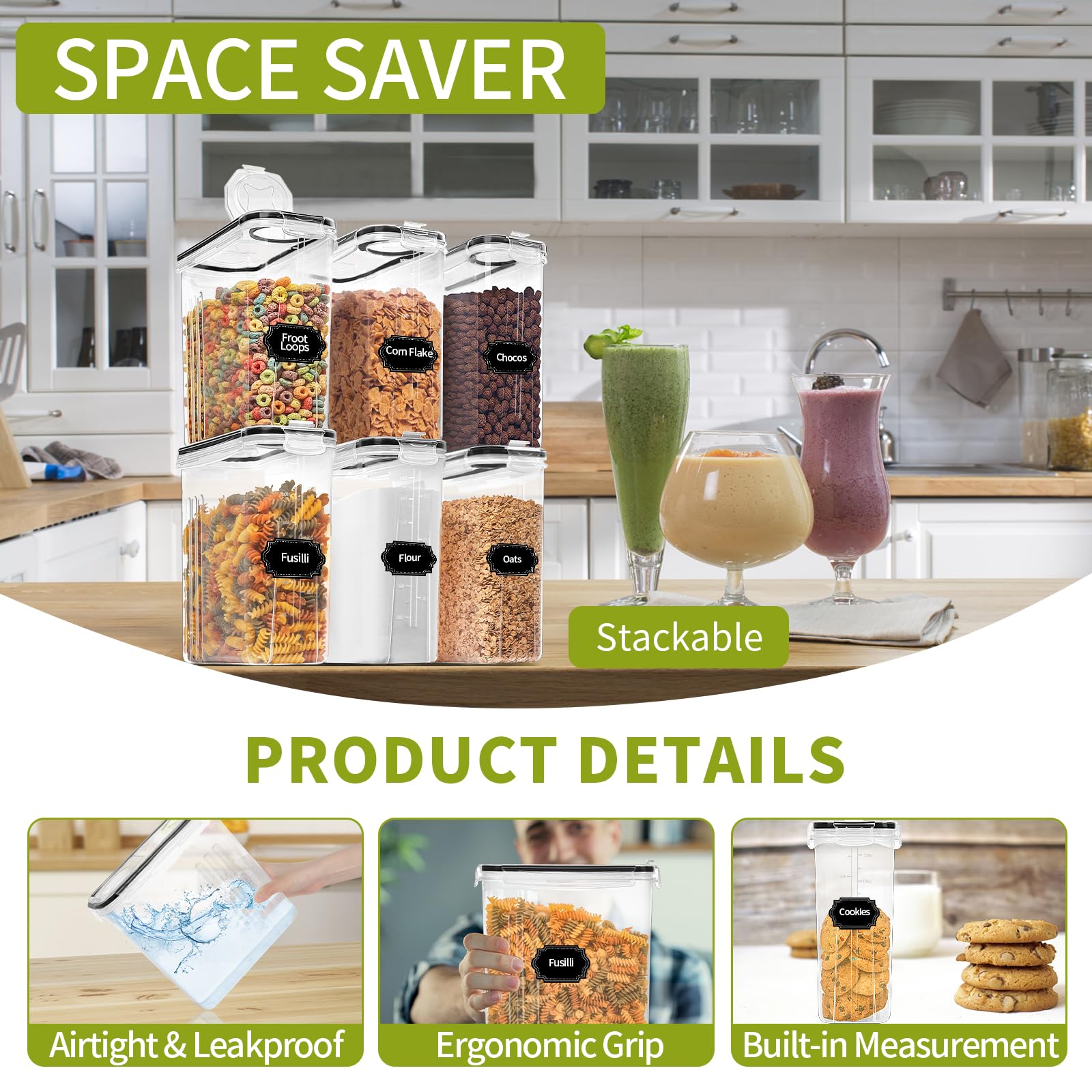 Skroam measuring cup helps portion dry goods precisely and conveniently.