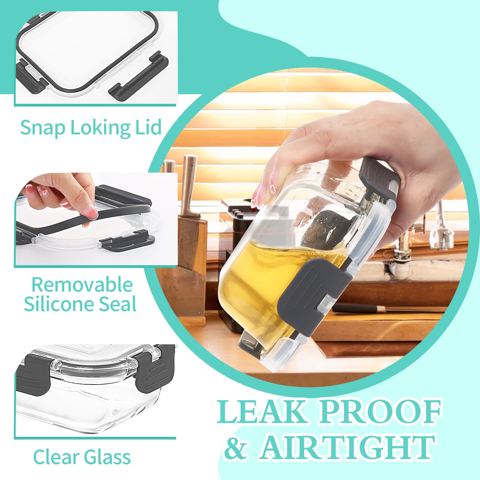 Skroam microwave-safe glass containers heat meals with lids left off.