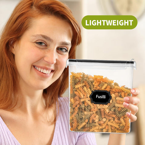 Skroam stackable design saves cabinet space and simplifies pantry organization.