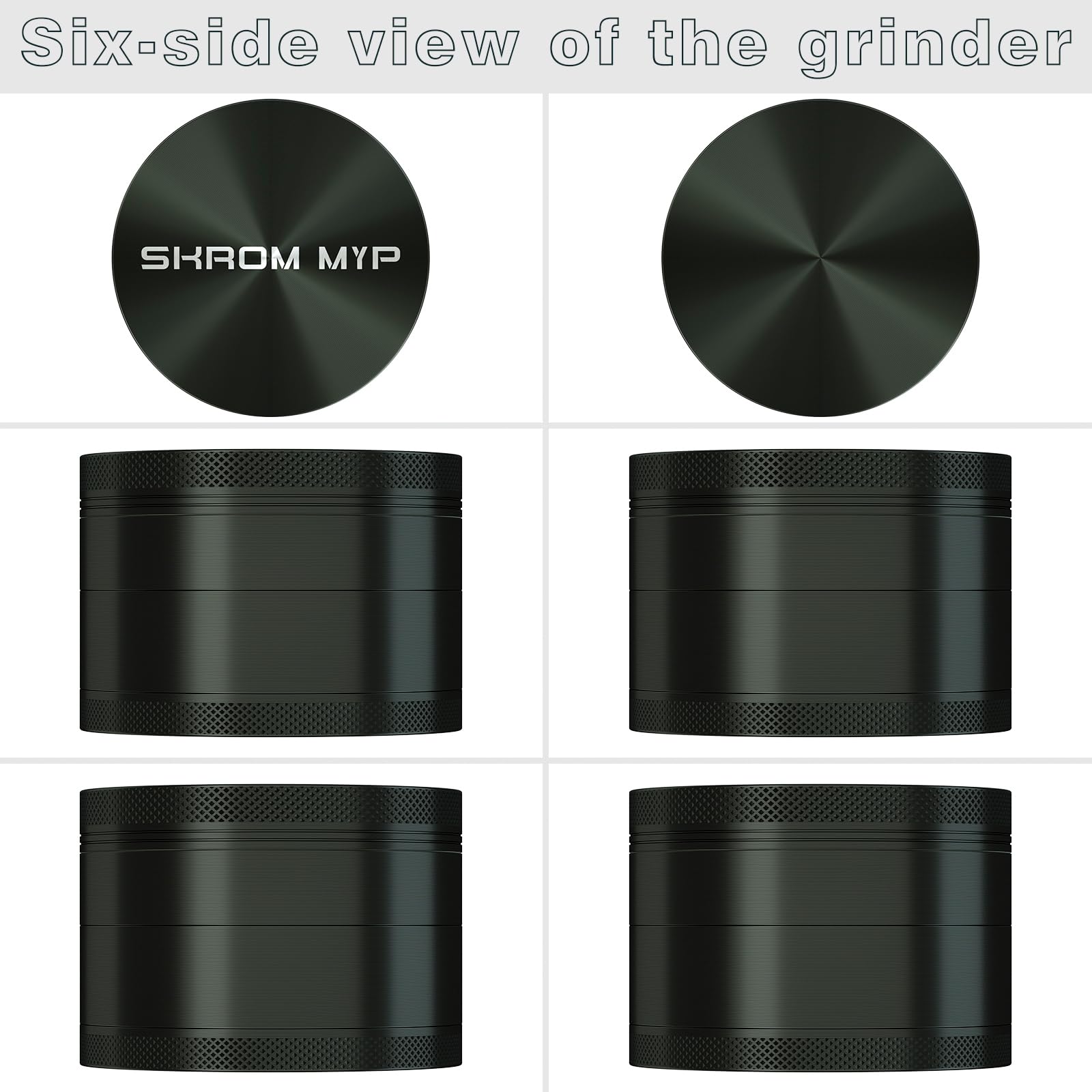 SKROM MYP large grinder metallic black shows compact, storage-friendly setup.