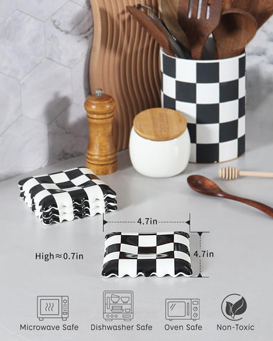 Skwien ceramic spoon rest features biscuits pattern for cafe-style charm