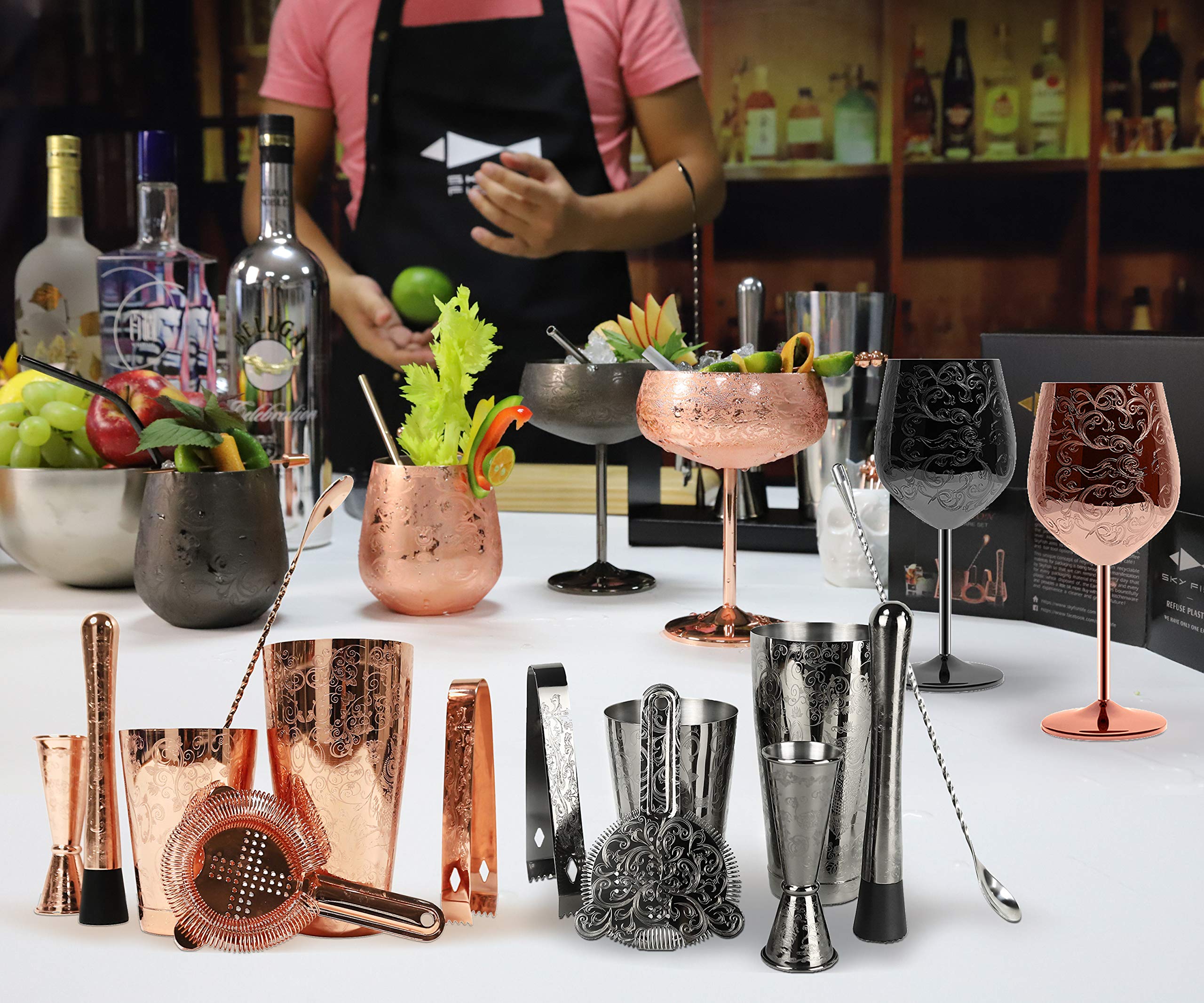 Sky Fish Hawthorne strainer ensures tidy pours and fewer ice shards.