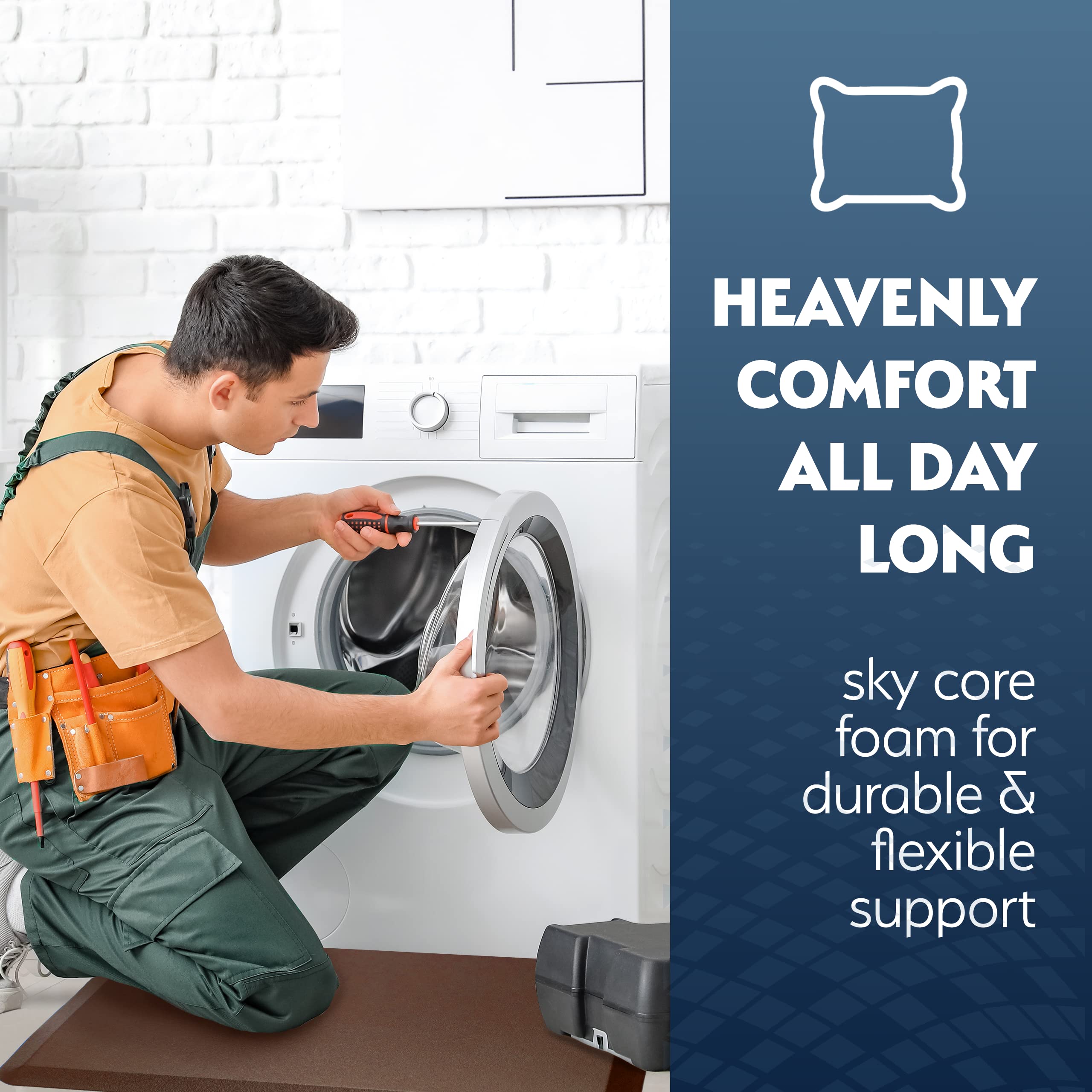 Sky Solutions Anti Fatigue Mat in kitchen sink area with wipe-clean surface