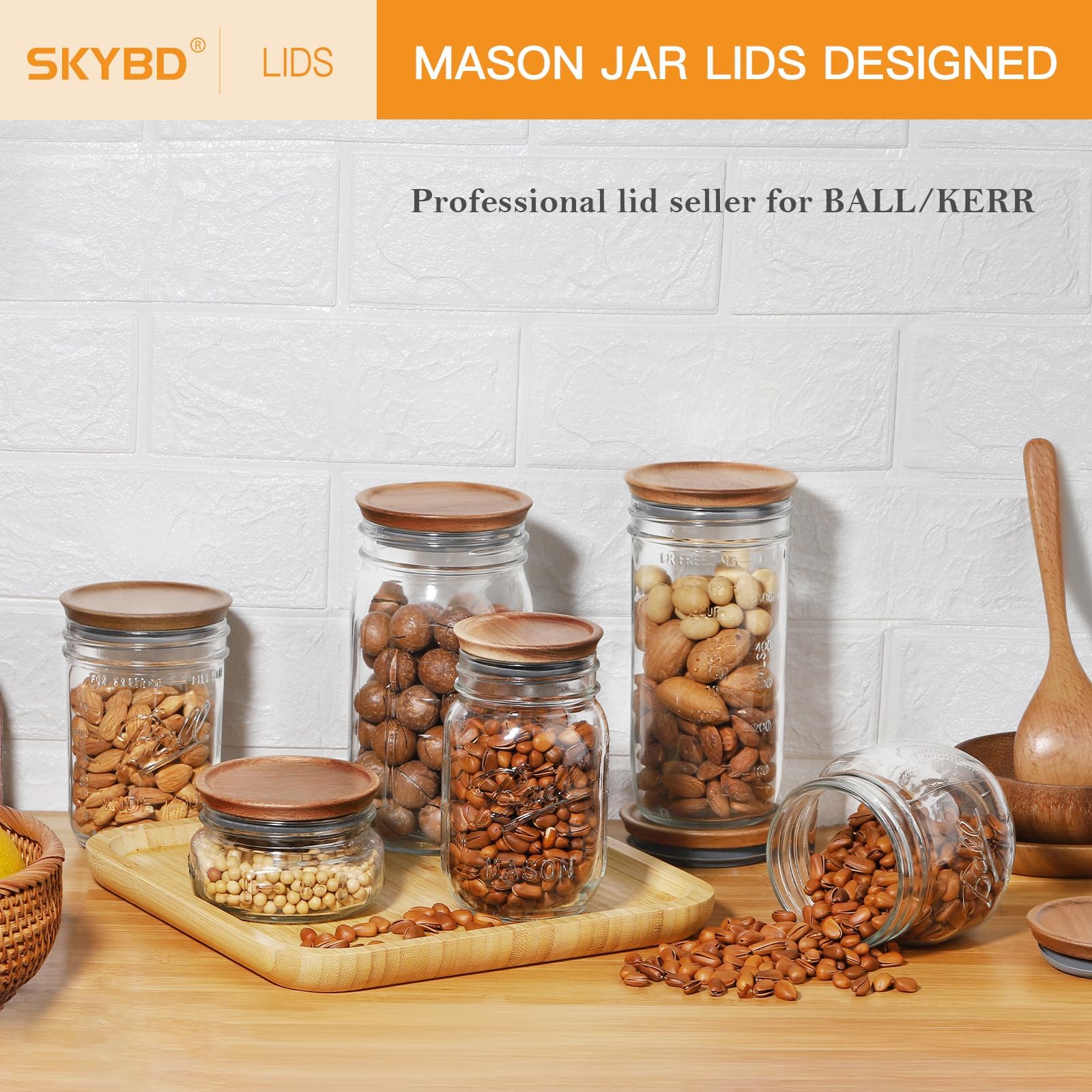 Airtight SKYBD lids fit Ball/Kerr jars for moisture protection