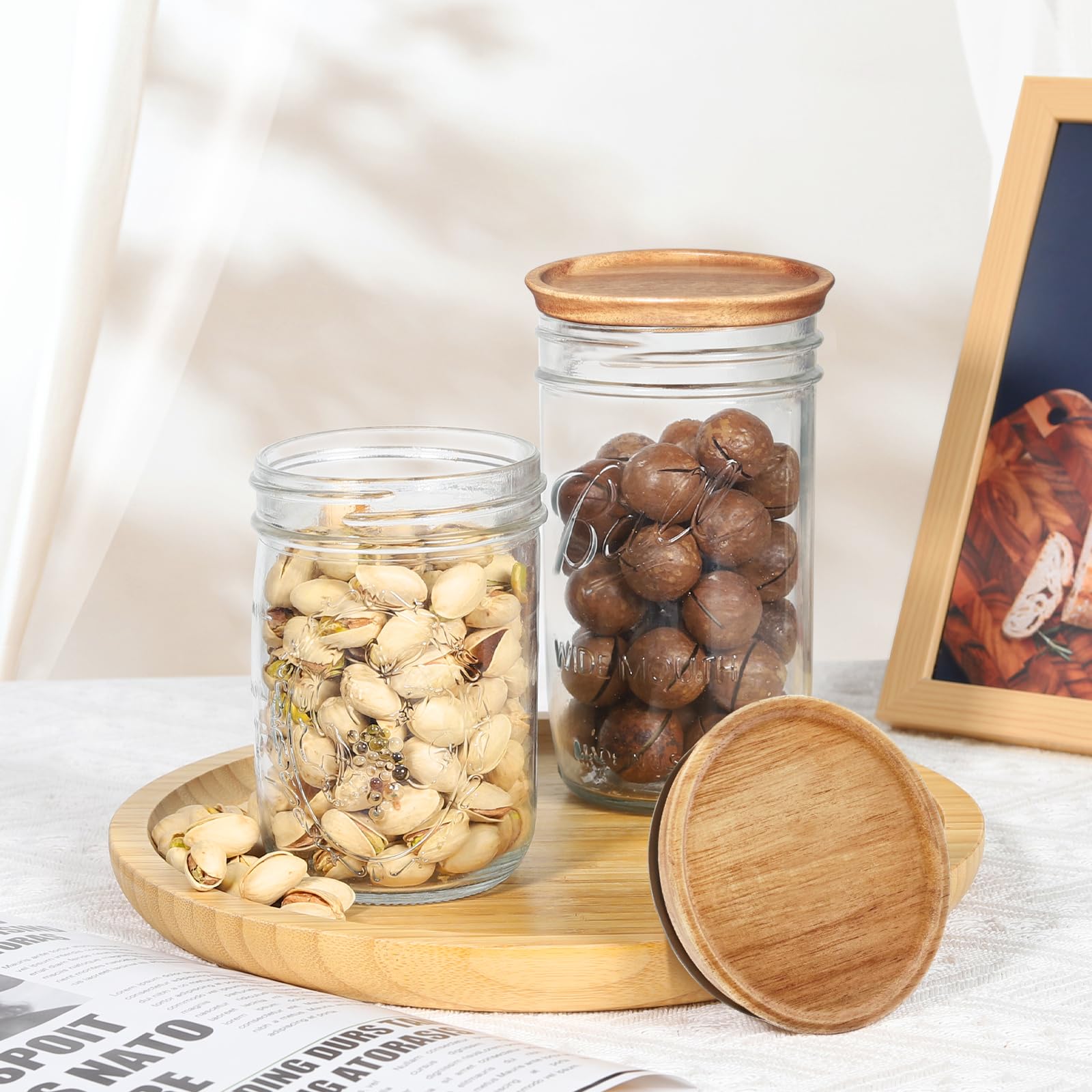SKYBD BPA-free wooden lids offer safe reusable storage for dry goods