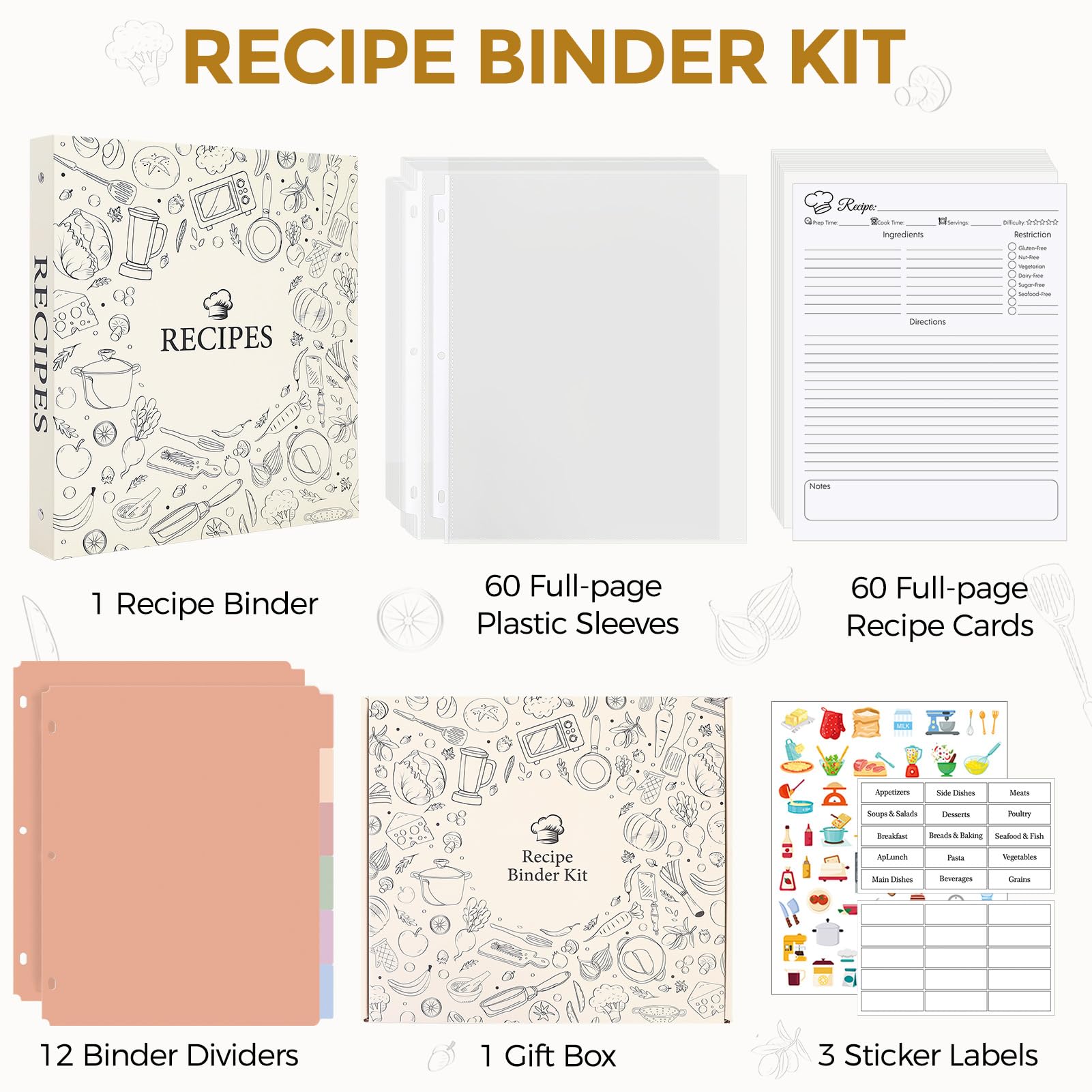 SKYDUE 58 colorful recipe pages for personalized cooking notes