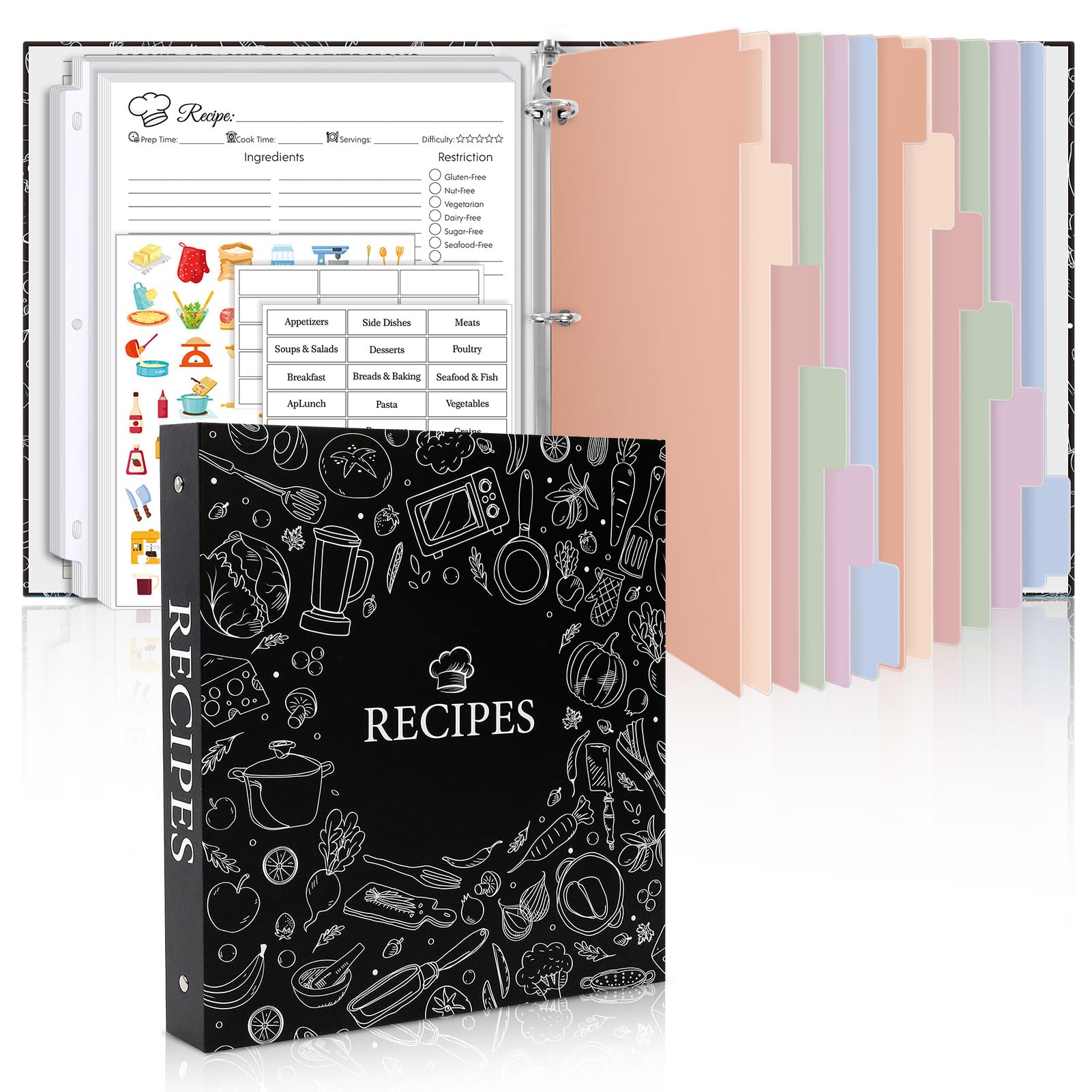 SKYDUE Recipe Binder cover closed protects family recipes with durable construction