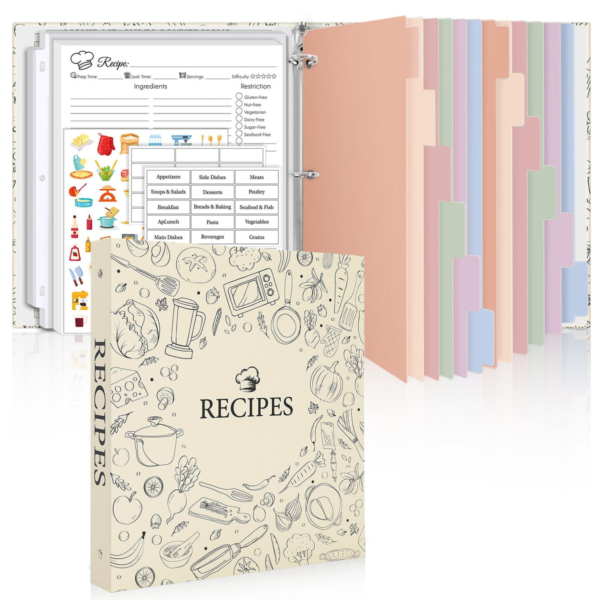 SKYDUE Recipe Binder cover shows durable exterior for treasured recipes