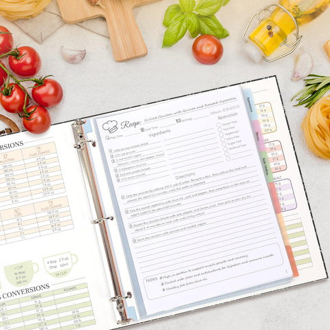 SKYDUE Durable cover and sleeves protect recipes from spills