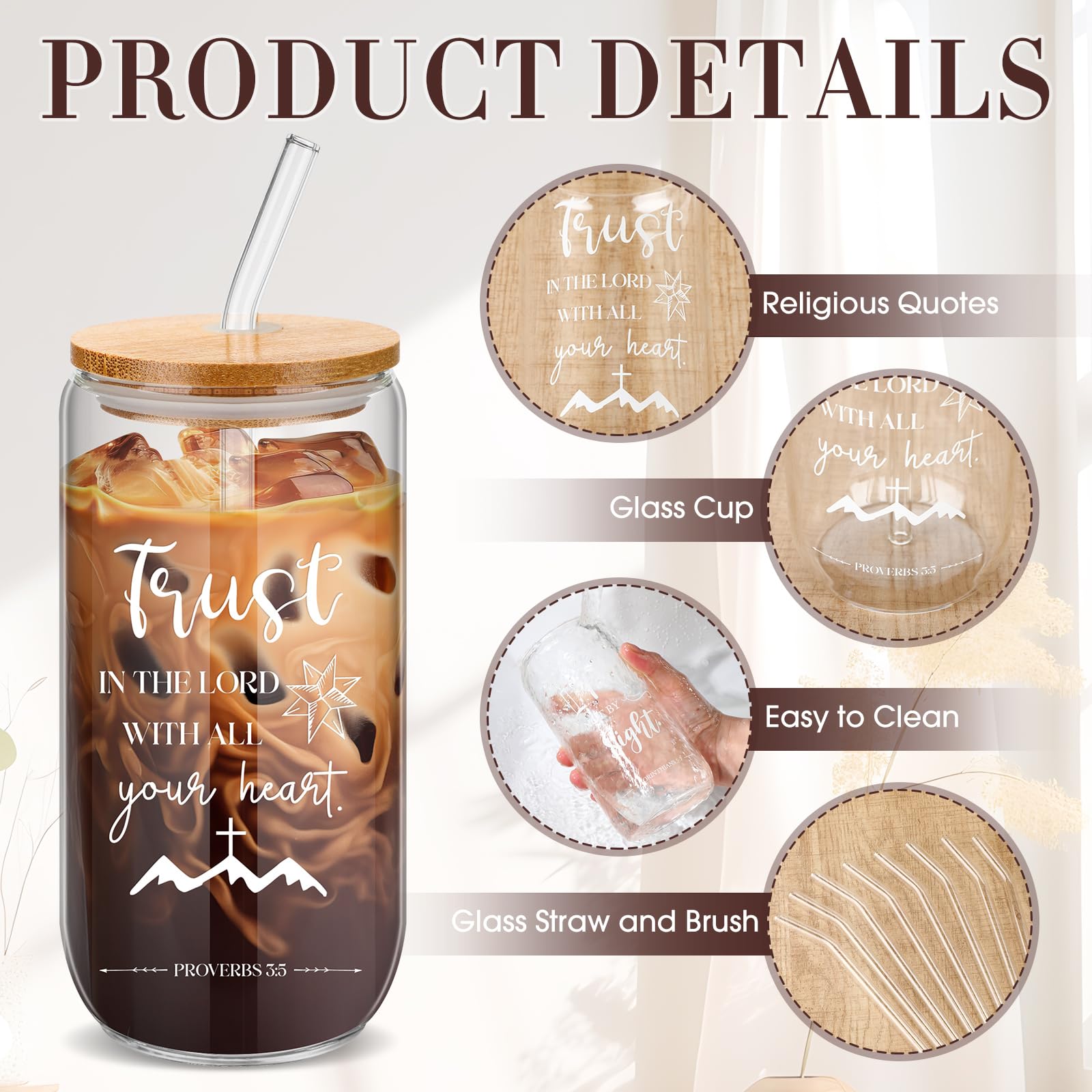 Skylety 16 oz glass tumbler suits coffee, water, or juice.