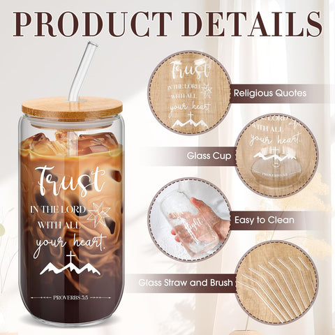 Skylety 16 oz glass tumbler suits coffee, water, or juice.