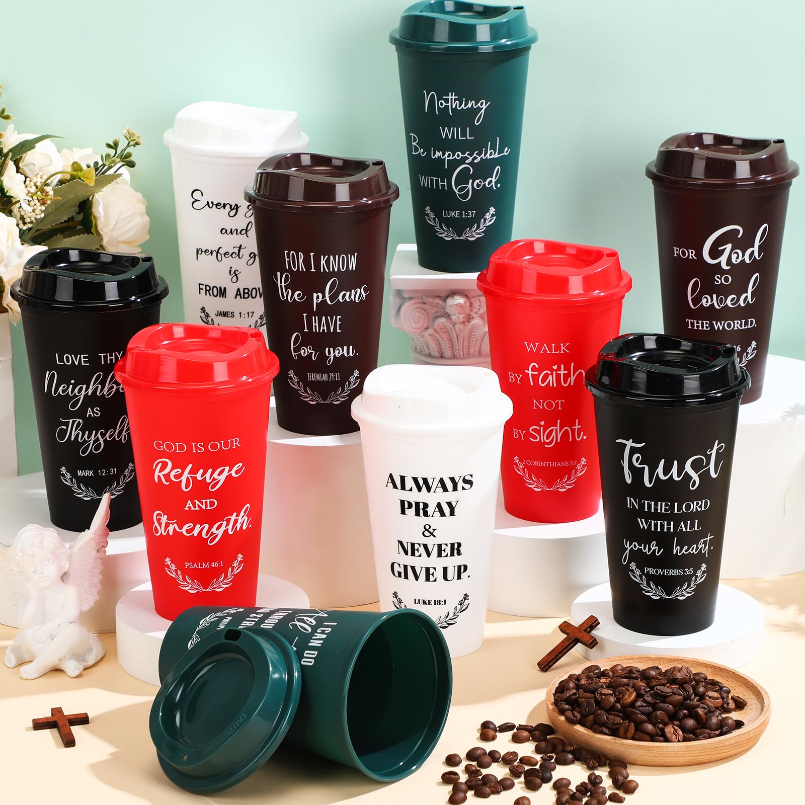 Skylety tumbler quote design close-up featuring scripture-inspired art.