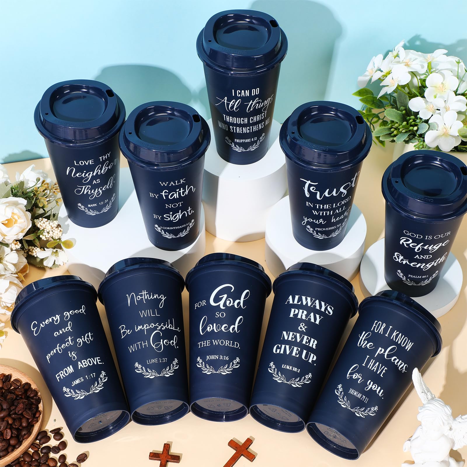 Durable PP plastic Skylety cup in blue for daily use.