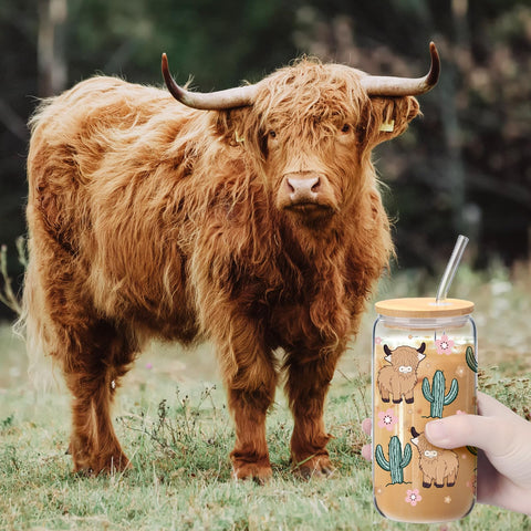 Skylety Highland Cow cactus pattern adds whimsical kitchen style