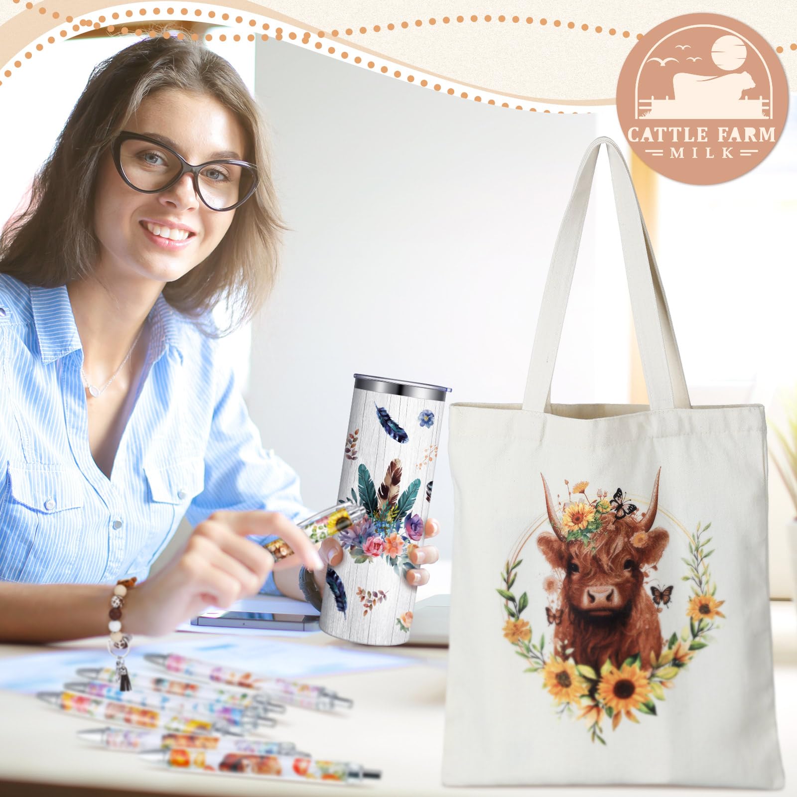 Skylety ballpoint pens with cow-themed prints for writing enjoyment