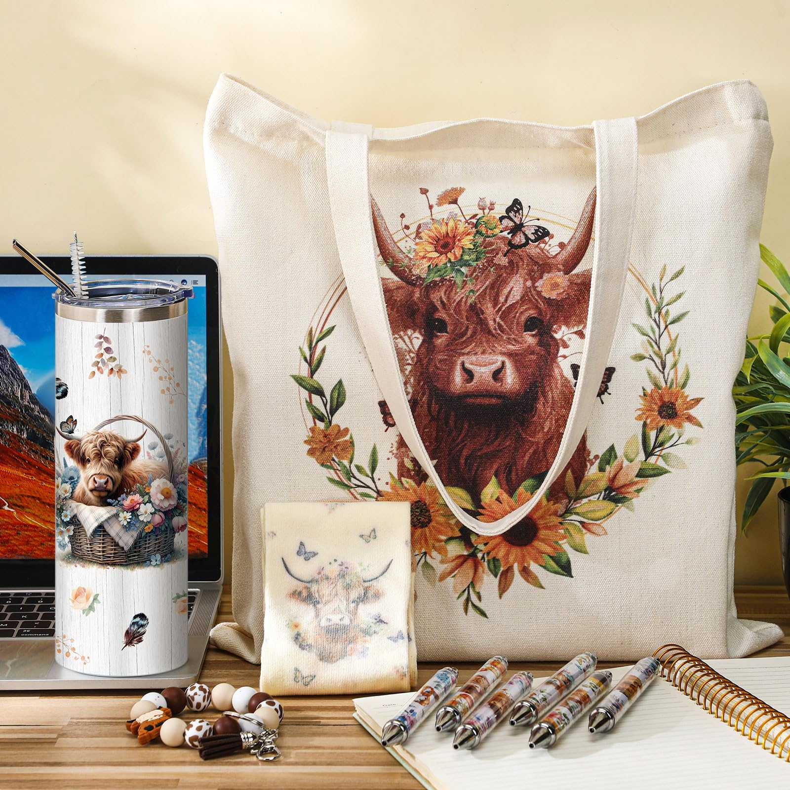 Skylety silicone keychain with Highland Cow design for cute accents