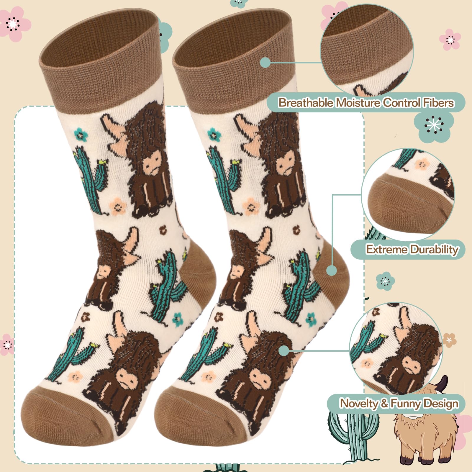 Skylety Highland Cow socks add playful comfort to outfits