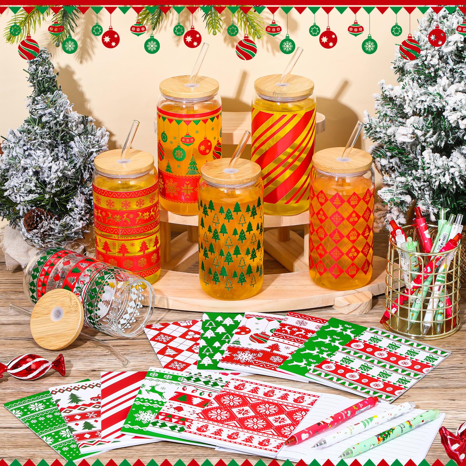 Skylety festive setup showing party favors for holiday events.