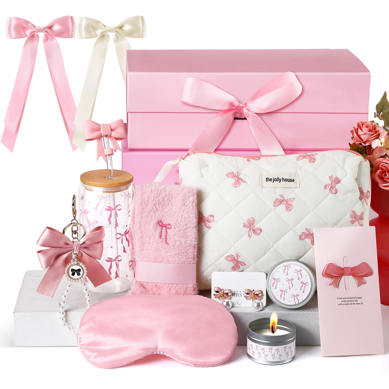 Skylety pink bow gift set cup keeps drinks hot or cold