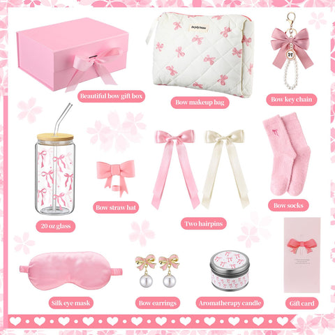 Skylety pink bow gift set plush socks add cozy comfort