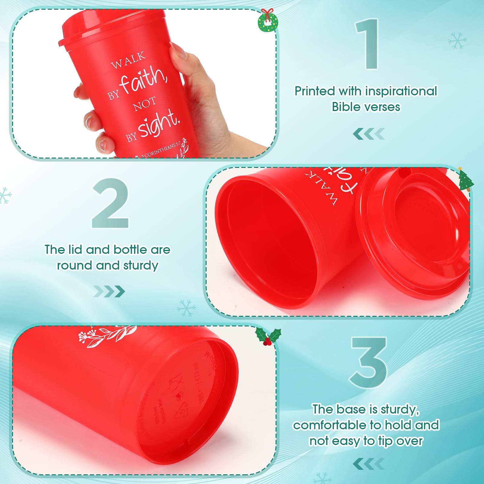 Skylety spill-resistant lid on Bible verse tumbler for leaks prevention