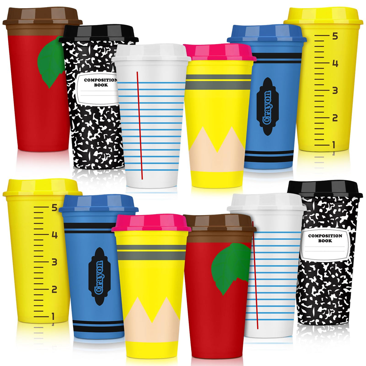Skylety teacher appreciation cups with lids, 16oz, ideal for gifts and party beverages.