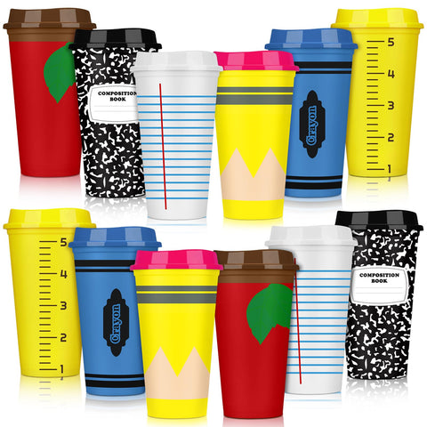 Skylety teacher appreciation cups with lids, 16oz, ideal for gifts and party beverages.