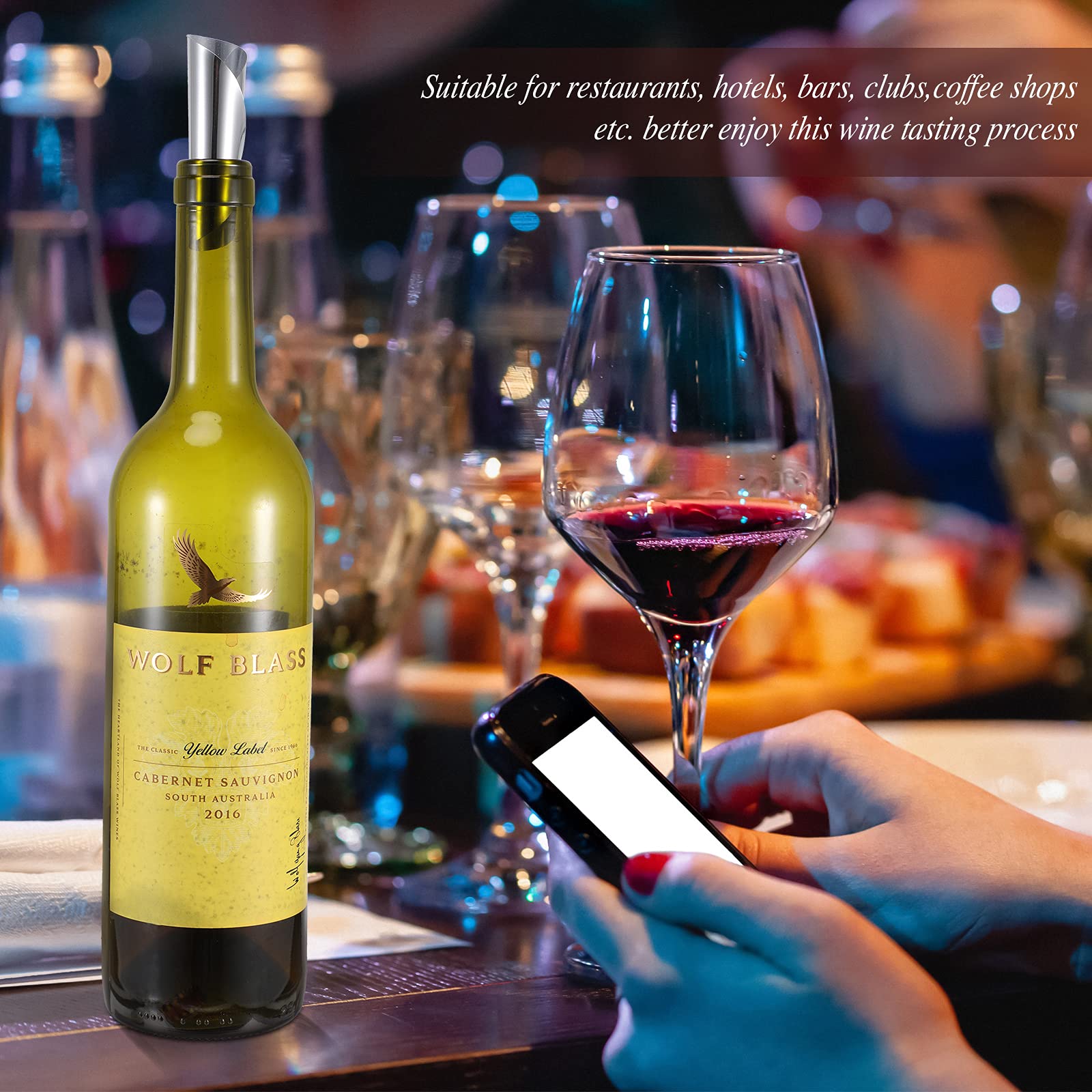 Skyley silver wine pourer discs presented as gift pack.