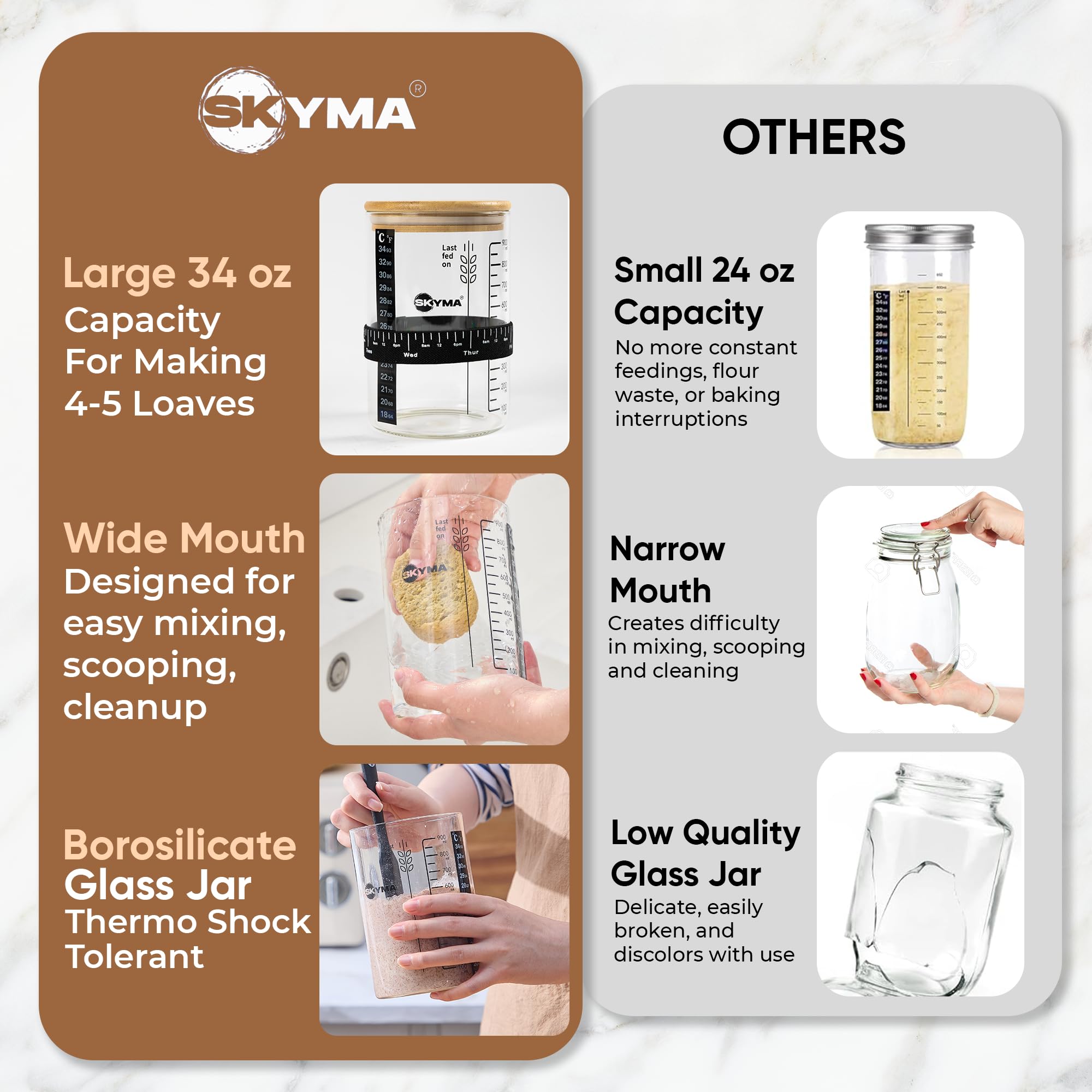 SKYMA borosilicate glass jar for durable, heat-resistant storage.
