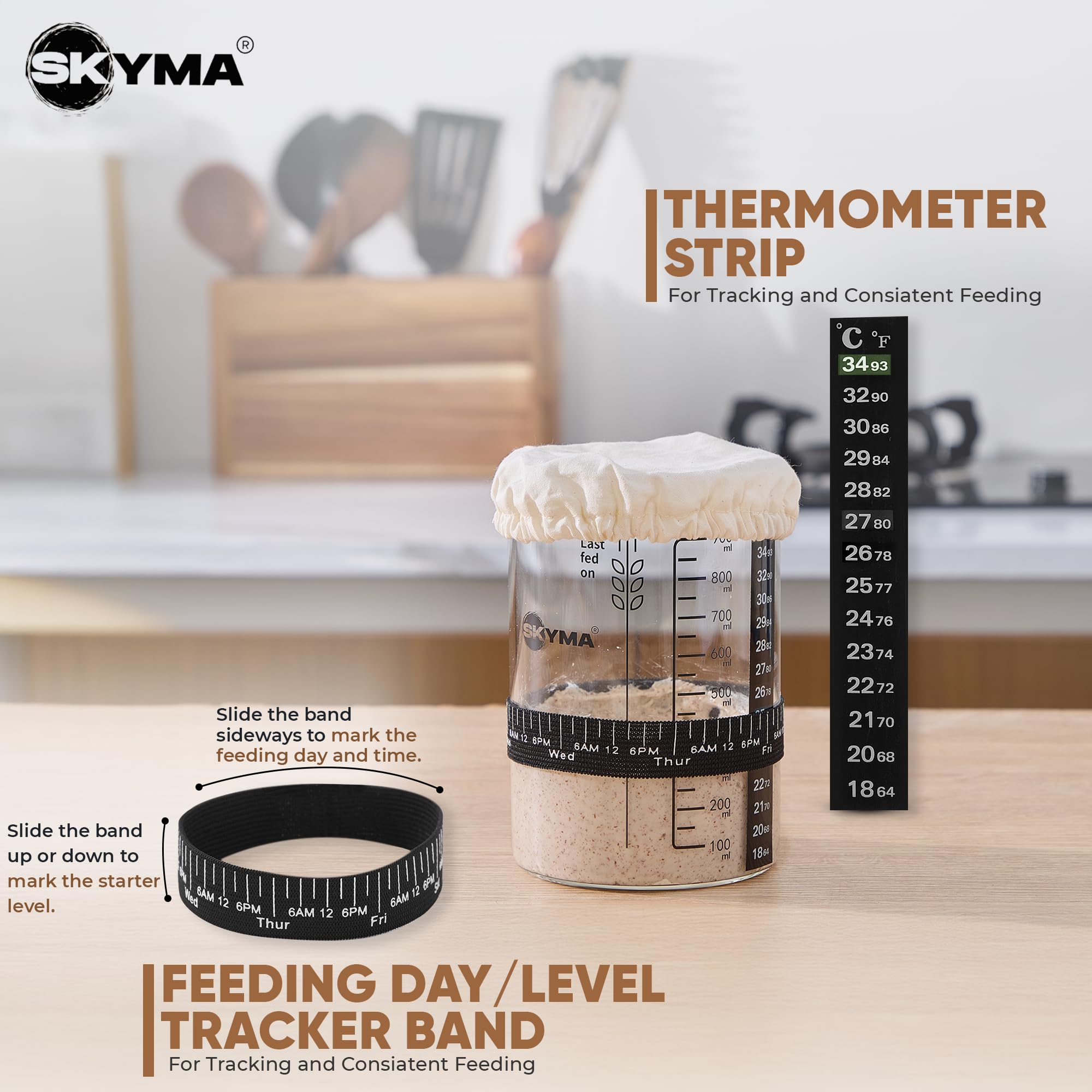 SKYMA bread slings included for safe dough transfer.