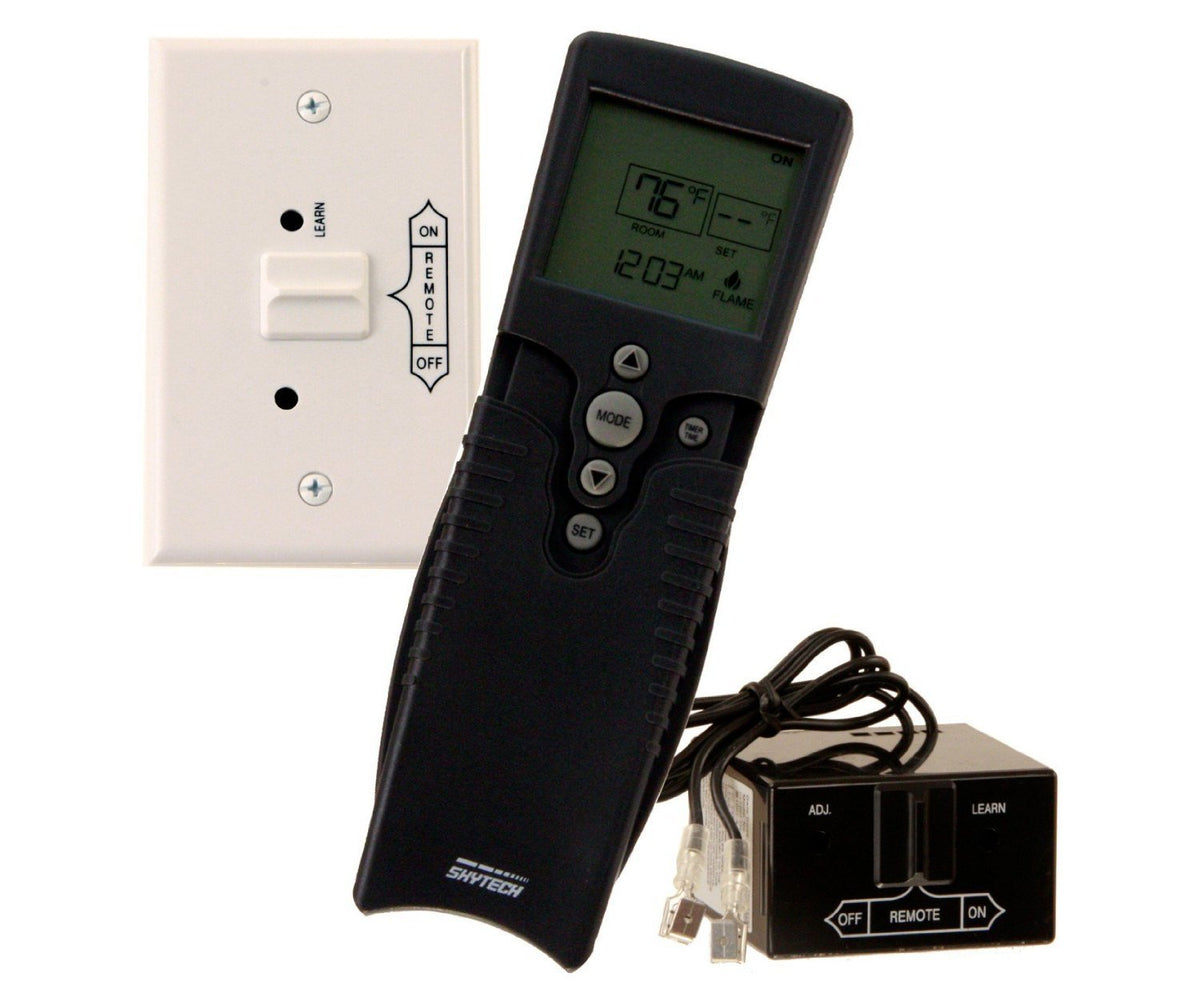 SkyTech Sky-3002 fireplace remote enables wireless thermostat and timer control.