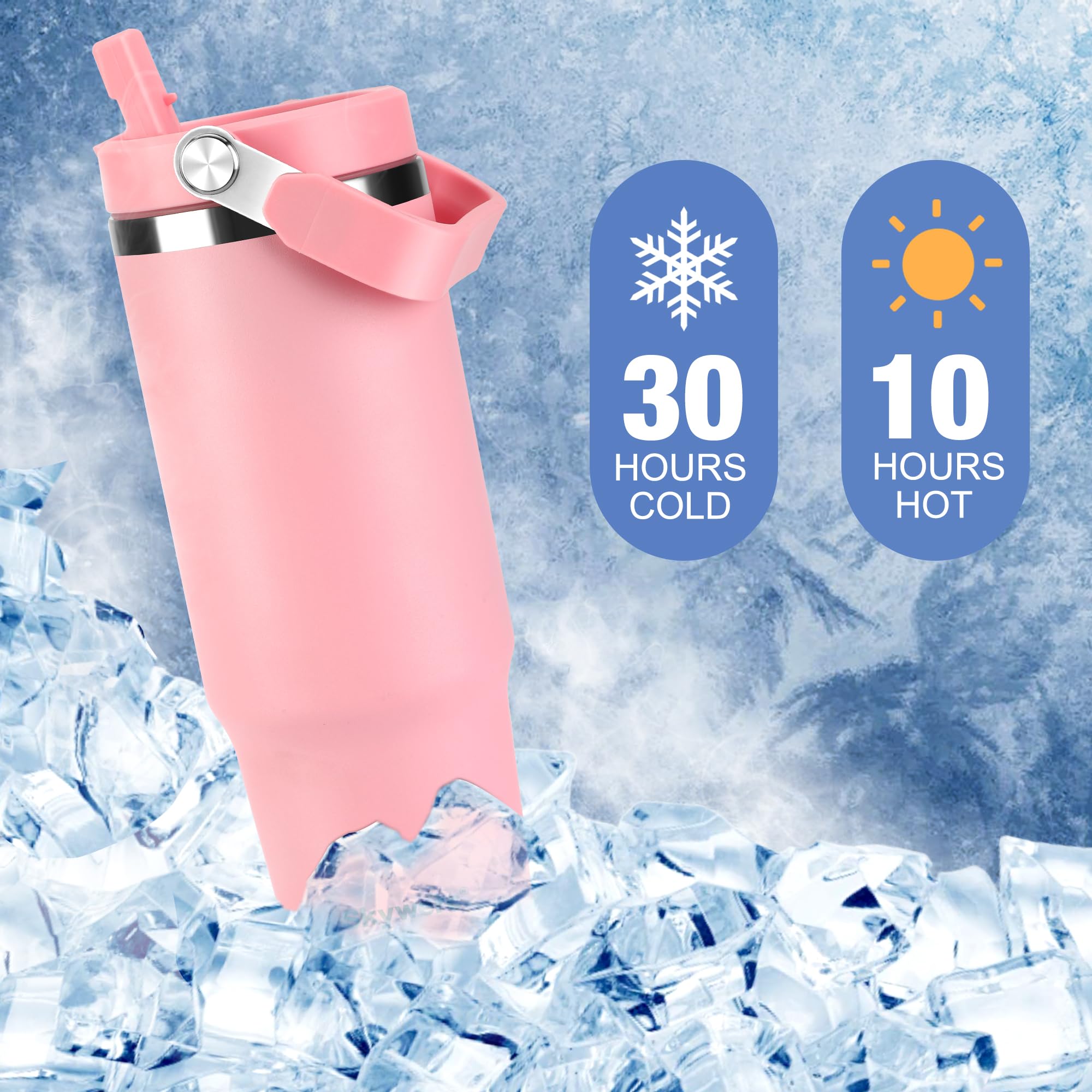 Skywerc 30 oz tumbler with leak-proof flip straw lid for spill-free sipping.