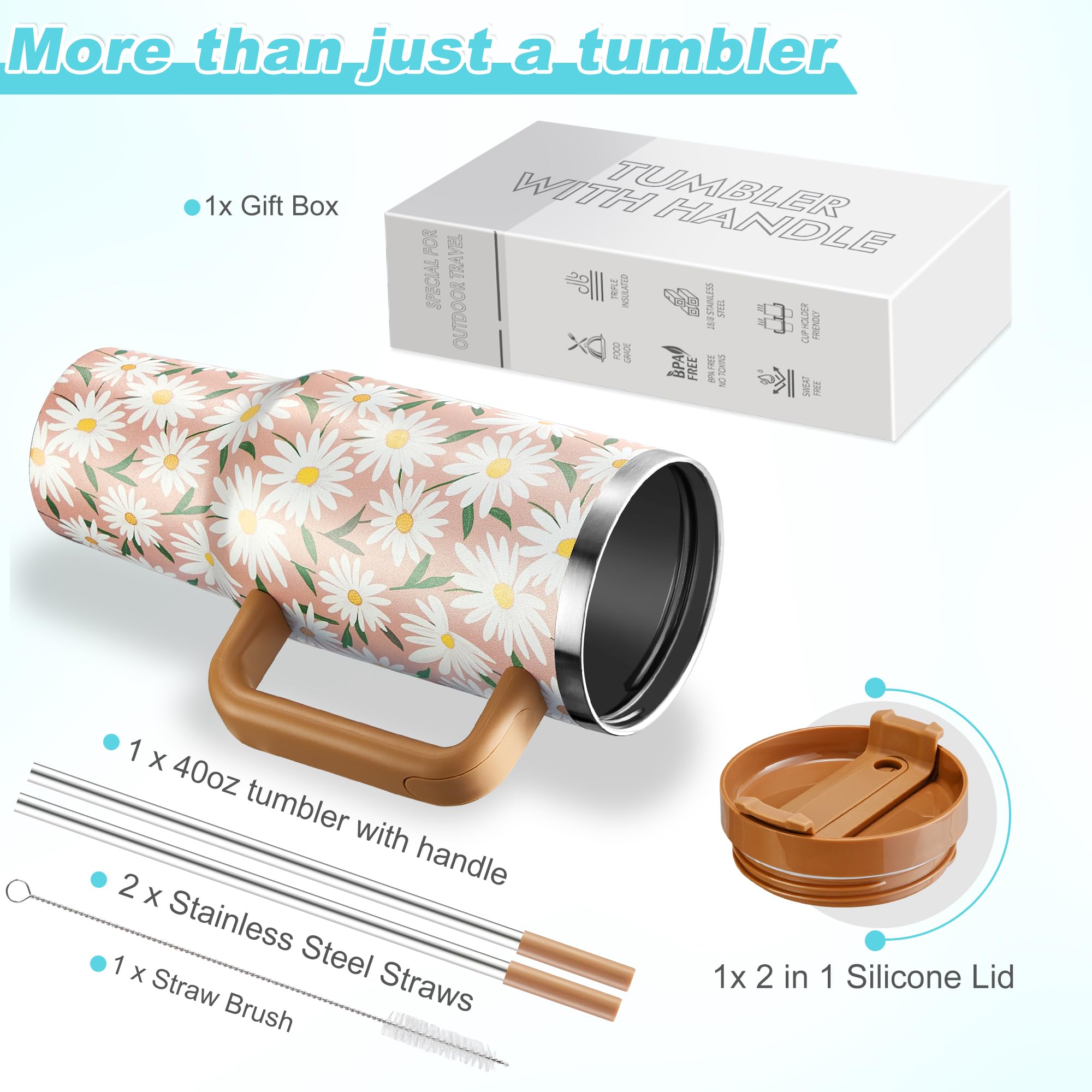 Skywerc 40oz tumbler with 2-in-1 lid for straw sipping or spout drinking