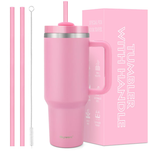 Skywerc 40 oz tumbler with handle and straw for easy on-the-go hydration