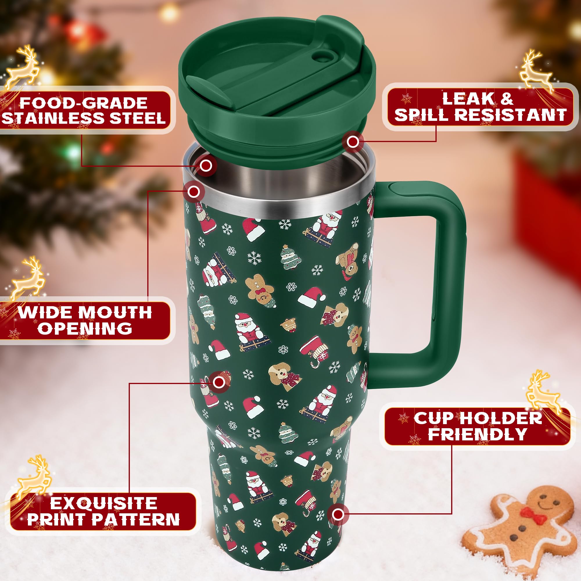 Skywerc Christmas tumbler with 2-in-1 lid for easy sipping on the go