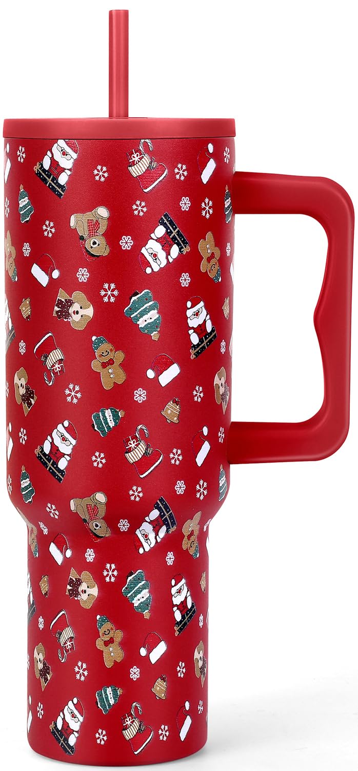 Skywerc Christmas tumbler 40oz with Santa design keeps drinks cold on winter days