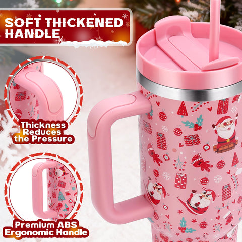 Skywerc Christmas tumbler fits standard cup holders for easy transport.