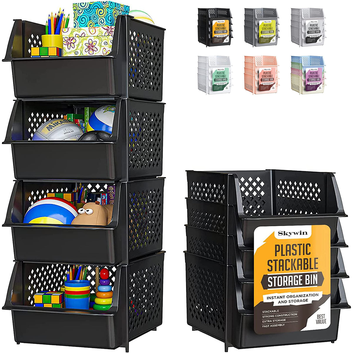 Skywin TidyFriend stackable bin front view offers quick visibility for groceries