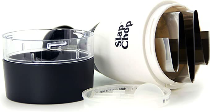 Slap Chop deluxe stainless steel blades, durable and precise chopping performance.