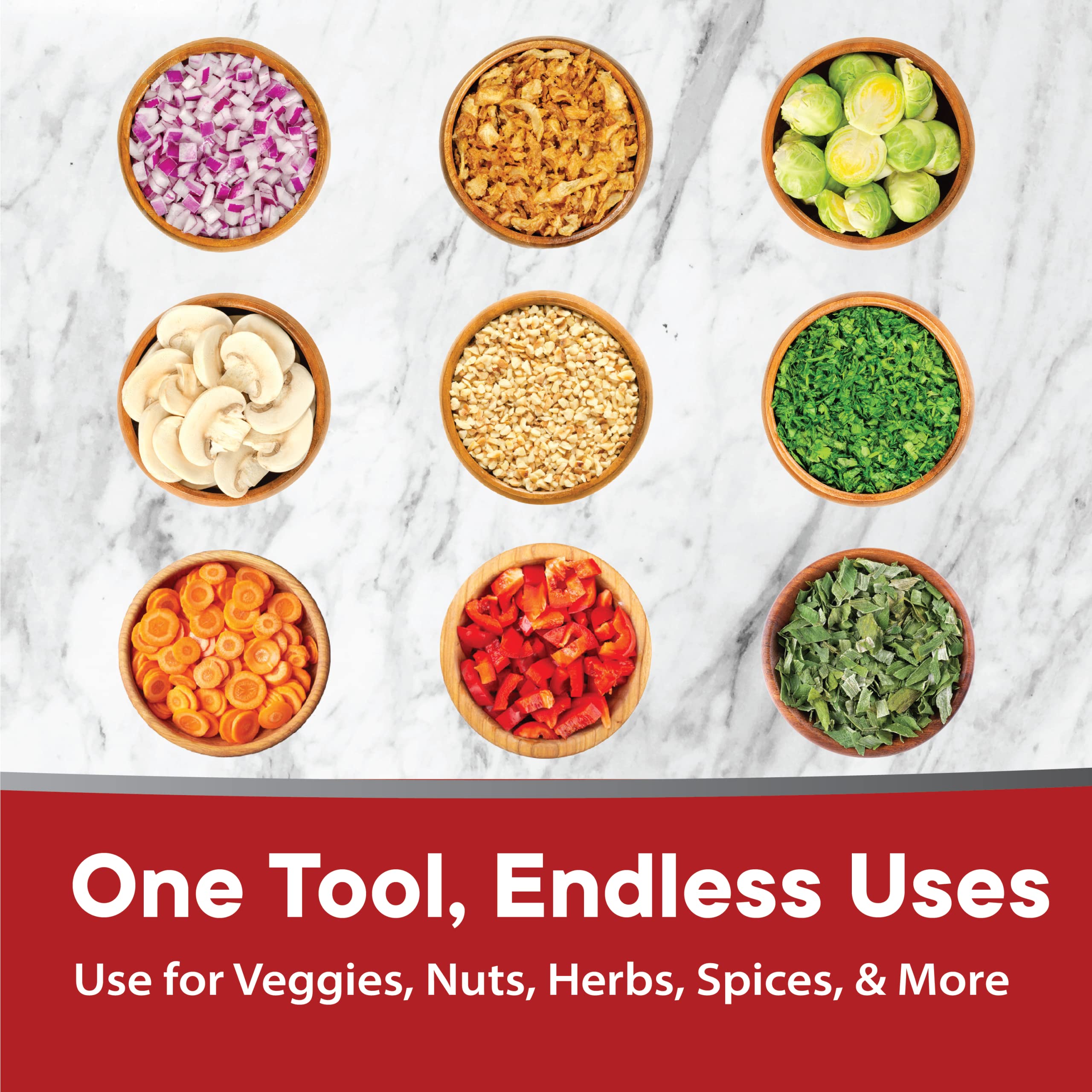 Slap Chop versatile duo for salads, toppings, and desserts.