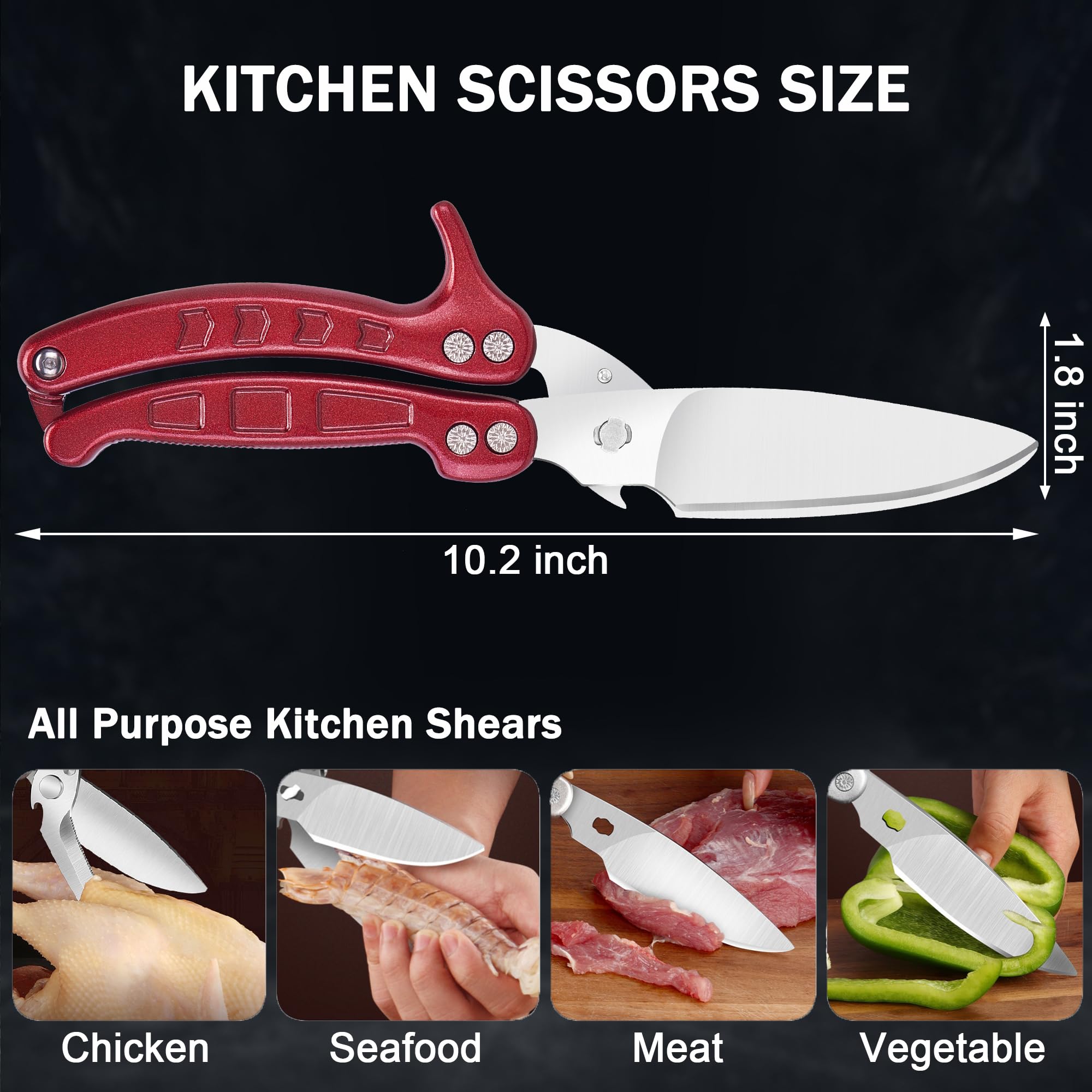 SLEMOON kitchen shears featuring a safety lock for safe storage