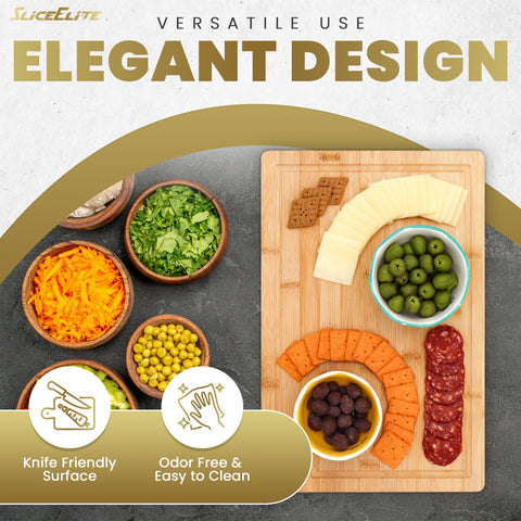 SliceElite medium bamboo cutting board with handle, ideal for everyday prep.