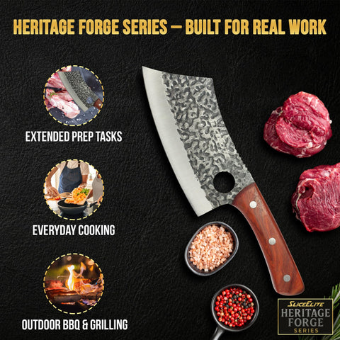 SliceElite cleaver 7-inch ergonomic sandalwood handle supports comfortable, secure chopping.