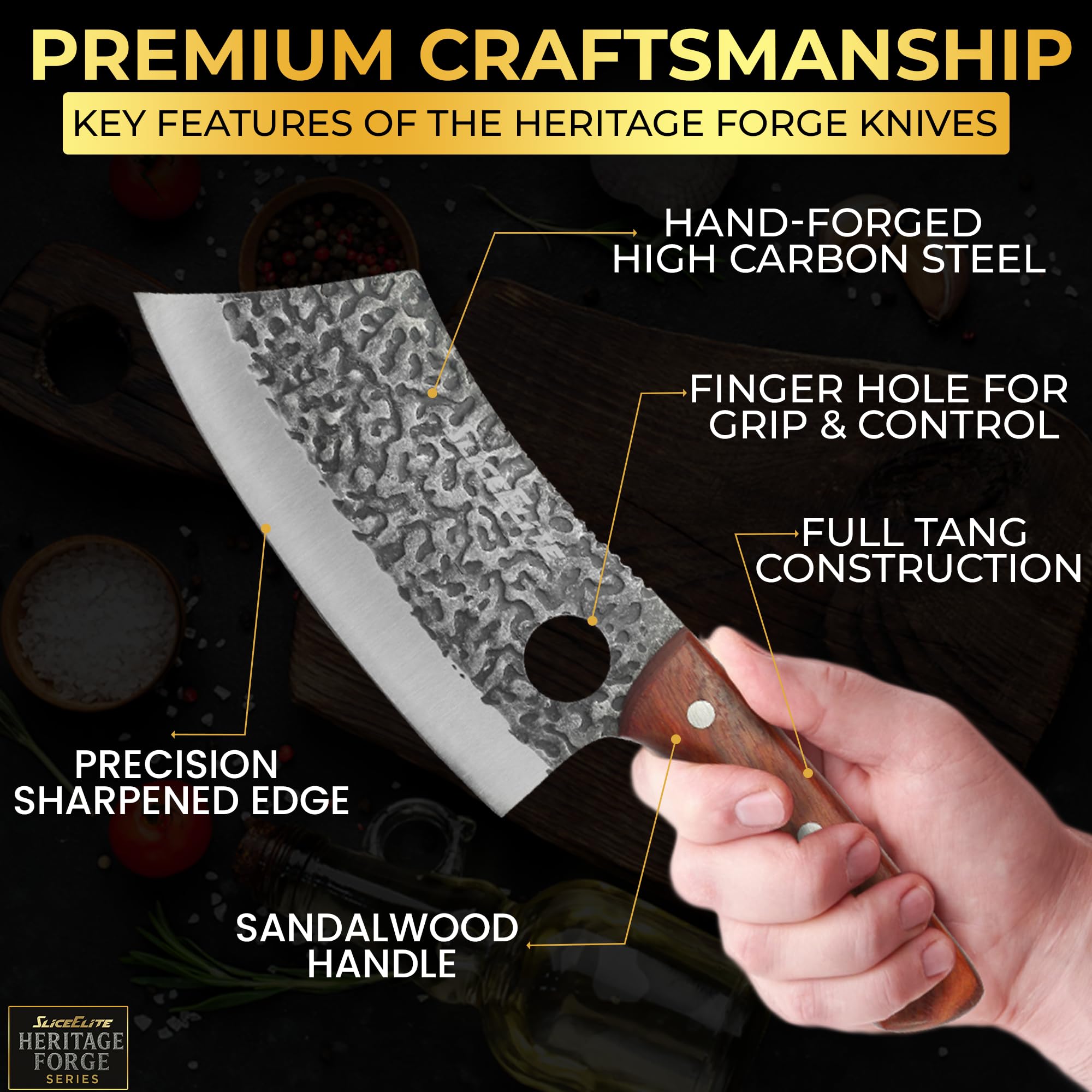SliceElite hand-forged steel blades blend beauty and resilience.