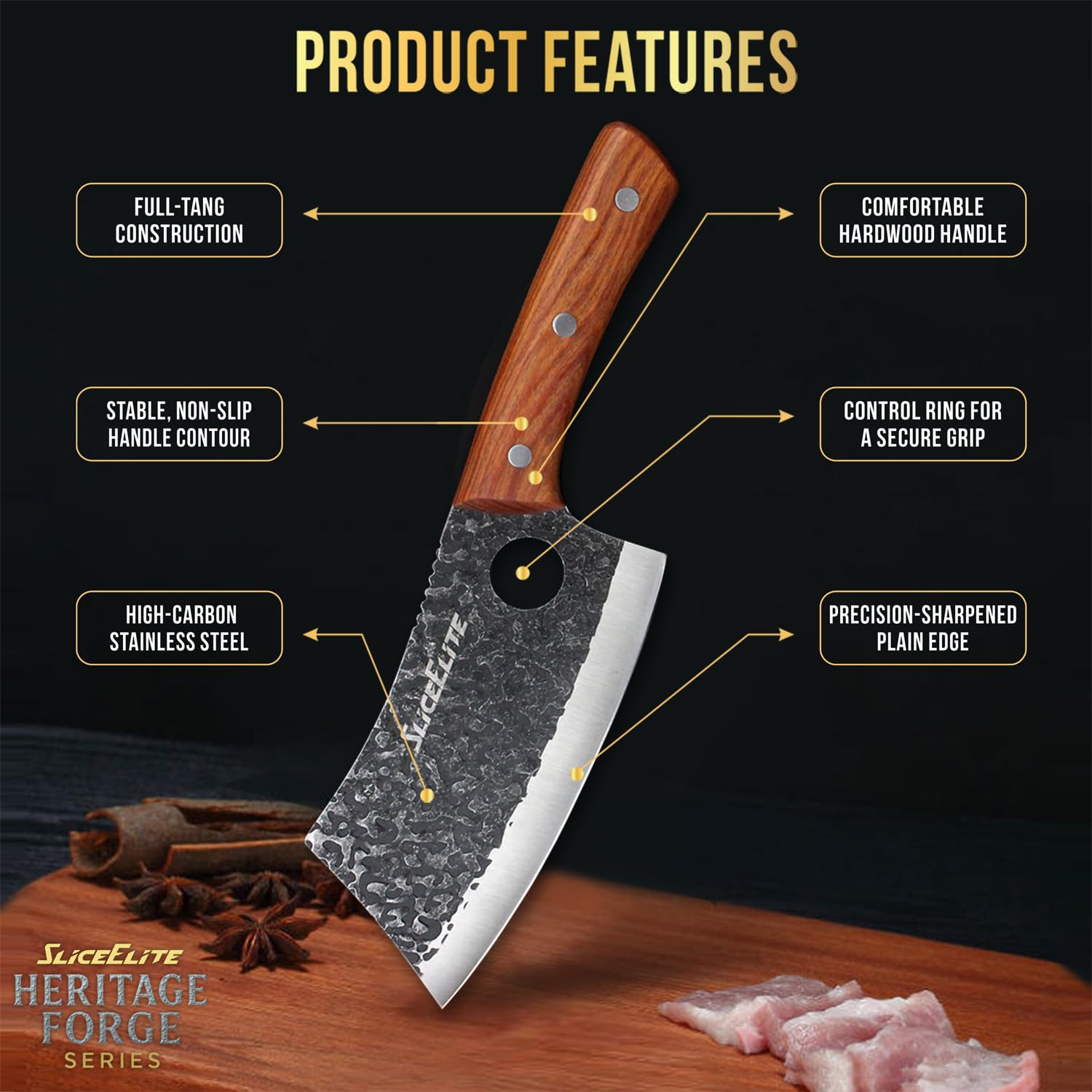 SliceElite rust-resistant edge-hold maintains sharpness through daily kitchen tasks.