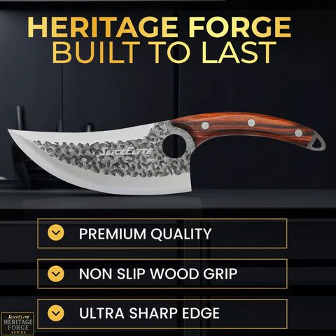 SliceElite Viking knife blackened finish reduces sticking for smooth slicing