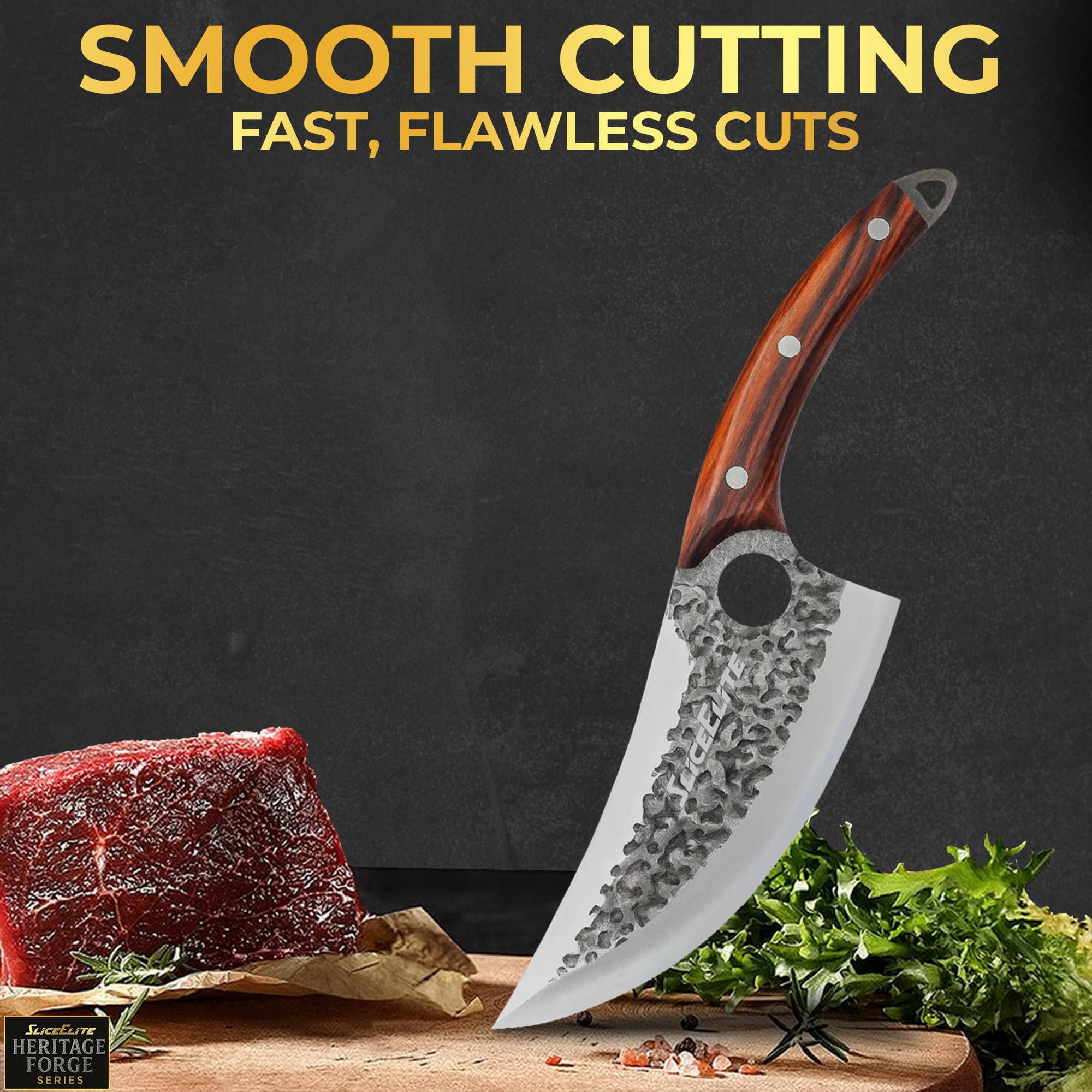 SliceElite Viking knife ergonomic sandalwood grip enhances control