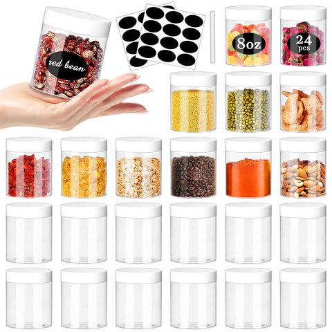 SLifeJars 8oz clear slime jar with white lid, airtight storage.
